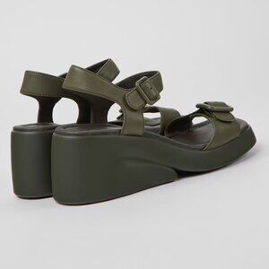 CAMPER Kaah green leather sandals
